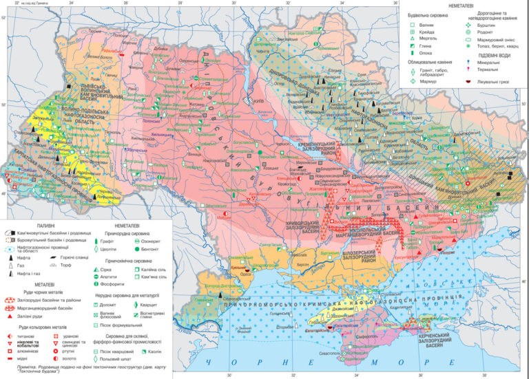 Карта полезных ископаемых украины