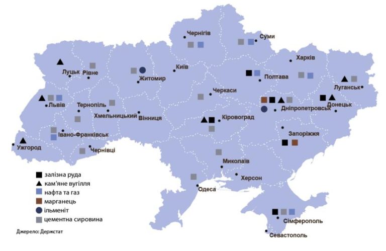 Карта урановых месторождений украины