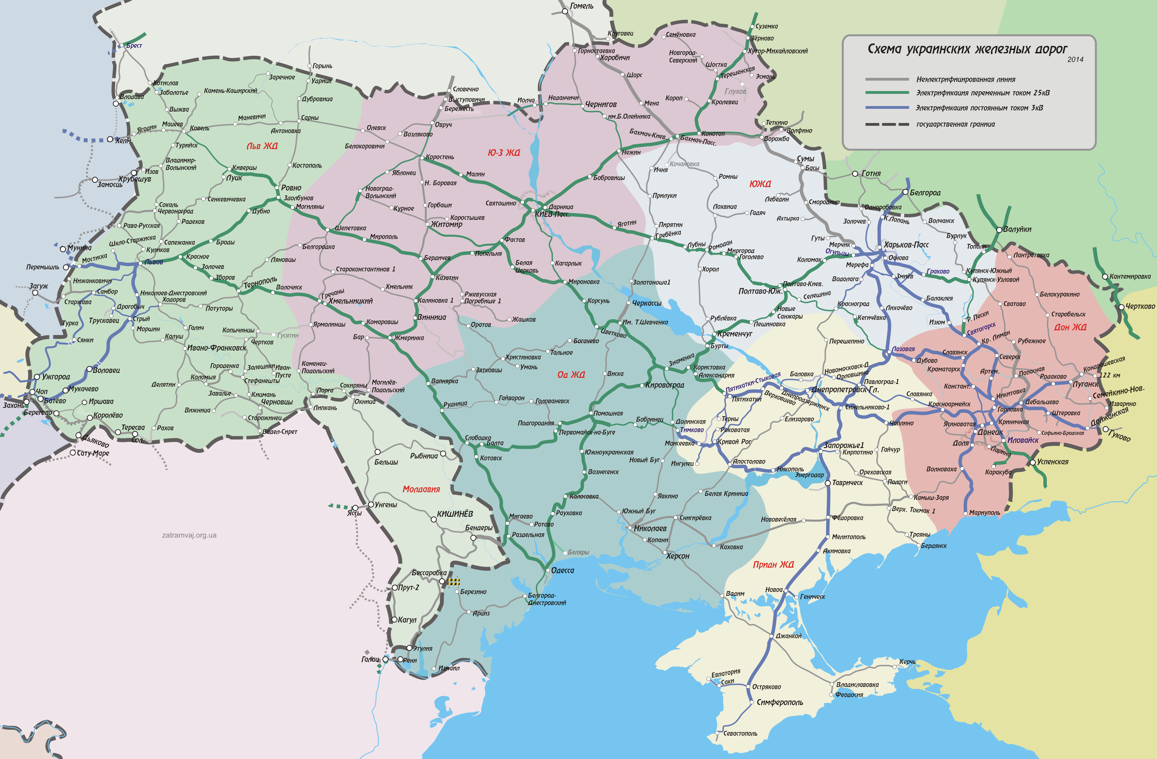 Карта железнодорожных путей украины
