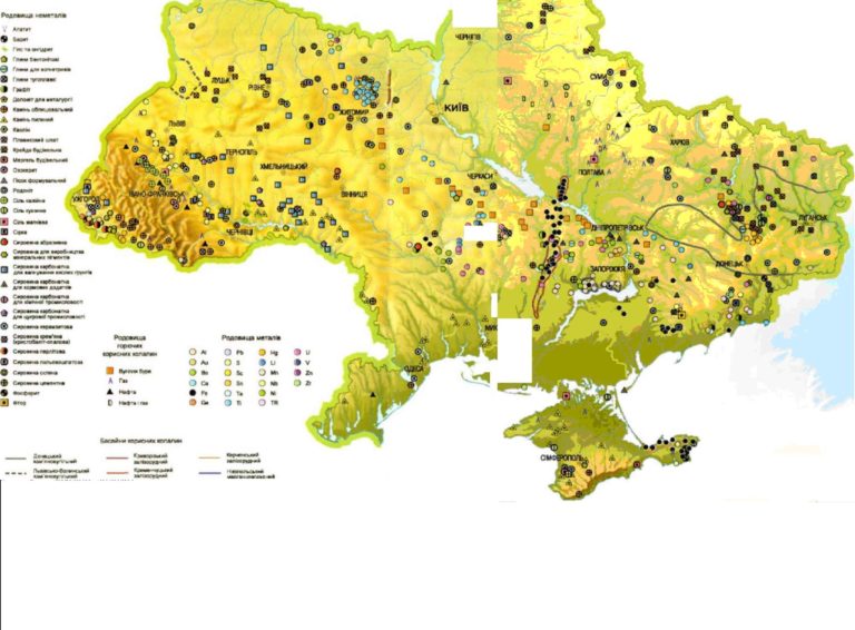 Карта полезных ископаемых украины