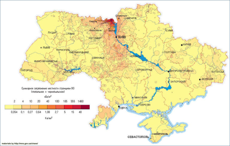 Карта радиационного загрязнения украины онлайн