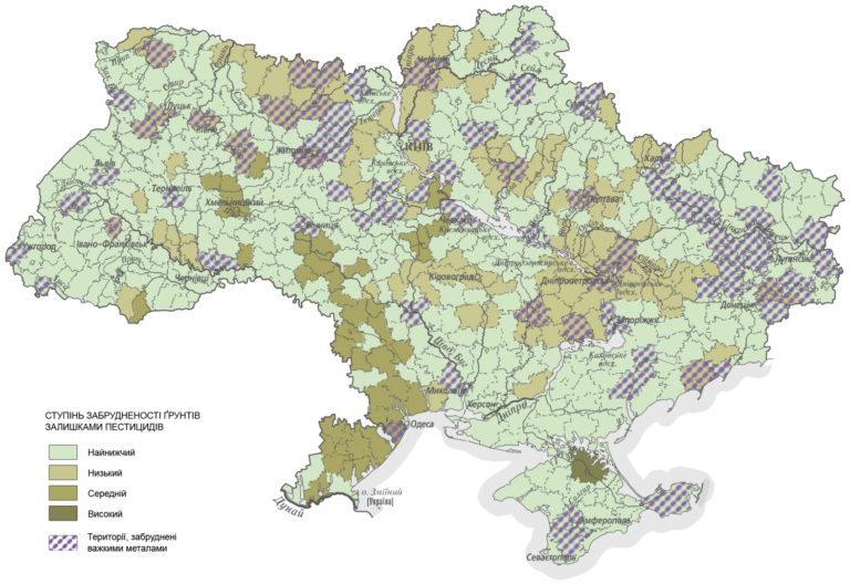 Карта радиоактивного загрязнения украины